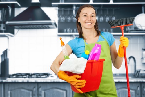 Local commercial cleaning team servicing a mixed-use building