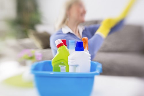 Brixton cleaners following safe working procedures on site