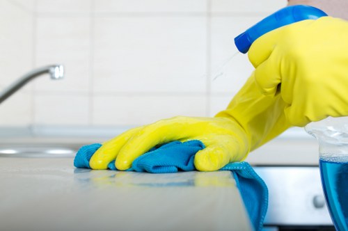 Technician treating stains on a mattress in Brixton bedroom