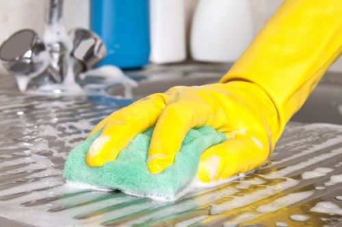 Professional cleaning of shared hallway floors in a Brixton apartment block